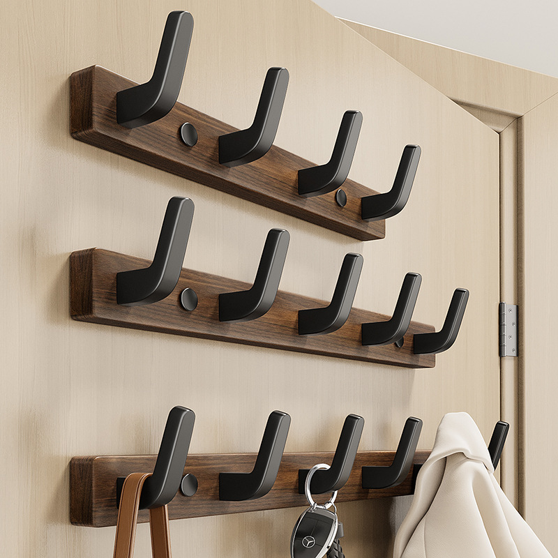 German Selected Solid Wood Wall-Mounted Hooks, No-Drill High-End Entryway Coat Rack Behind the Door German Selected Solid Wood Wall-Mounted Hooks, No-Drill High-End Entryway Coat Rack Behind the Door
