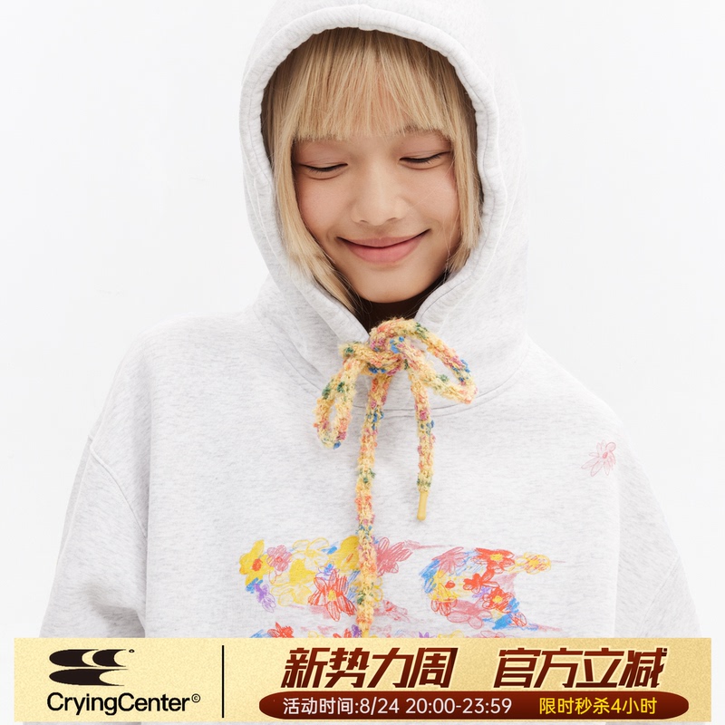 Cryingcenter Hand-Painted Garden 3C Drawstring Fleece Hoodie Crying Center