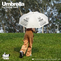 CryingCenter tears special letter printing white thick curved handle octagonal umbrella crying Center
