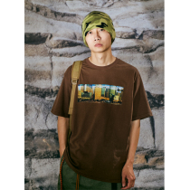 CryingCenter Brown City Street View Photo Printed Short Sleeve TEE Crying Center