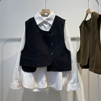Жилет, весенняя осенняя ретро майка топ, японский кардиган без рукавов, свободный крой
