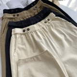 Ретро хлопковые весенние осенние цветные штаны, эластичная талия, по фигуре