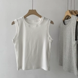 Эластичная приталенная короткая базовая приятная телу футболка без рукавов, майка топ, в корейском стиле, высокий воротник, в западном стиле