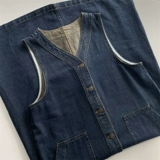 Демисезонная ретро синяя майка топ без рукавов, длинное джинсовое платье, по фигуре, V-образный вырез, свободный прямой крой, с рукавом