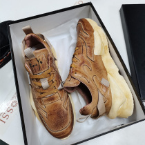 Spring and summer original retro leather daddy shoes mens color-painted old Hong Kong style thick bottom tide brand mens casual sports shoes