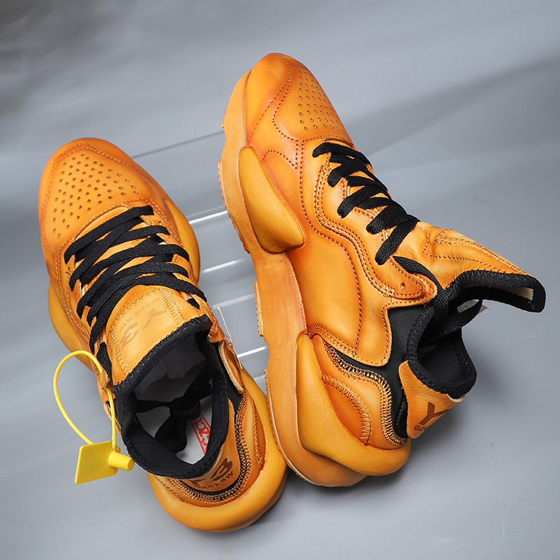 Niche original handmade retro Y3GZ genuine leather daddy shoes men's color rubbed old thick bottom trendy men's casual sports shoes