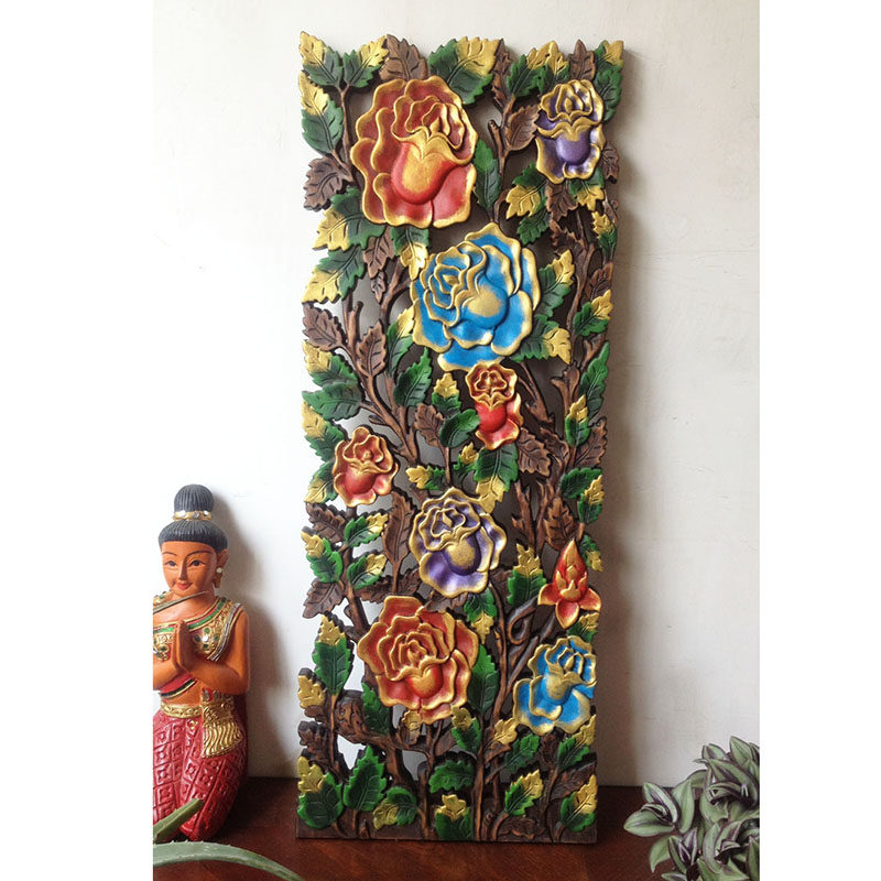 Special offer Thailand hand-painted hollow rose board bar dining room exotic wall decoration ornaments
