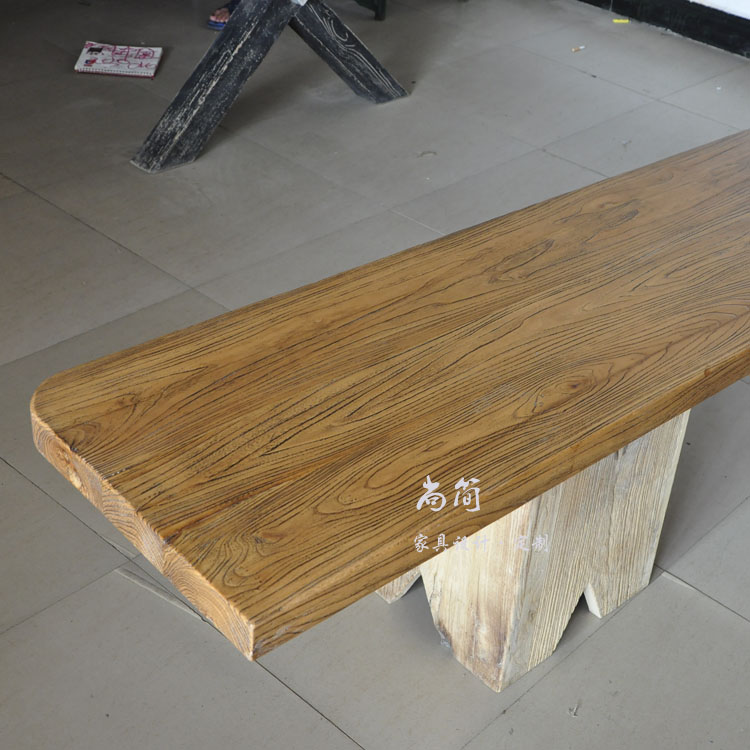 Ván gỗ nguyên khối đầy đủ Cửa sổ ván gỗ Bàn gỗ thanh bàn tùy chỉnh bàn cũ Đồ gỗ tùy chỉnh - Bàn / Bàn bàn chân sắt mặt gỗ