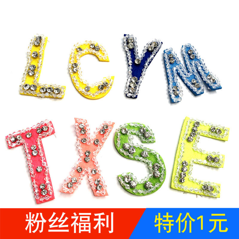 Fluorescent Department Handmade pins Everest English letter cloth with heavy engineering ornaments clothes DIY Decorative Materials Clothing Accessories
