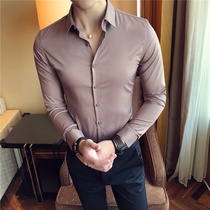 6-Color BASIC Baiche solid color shirt no iron anti-wrinkle slim mens long sleeve shirt mens 2021 New