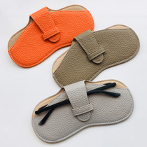 Genuine leather glasses bag portable ins glasses case pressure resistant sunsunglasses collection bag men and women myopia glasses protective sleeves