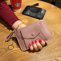 Mini coin purse Coin leather small wallet short cowhide oil wax leather zipper Korean cute key female purse