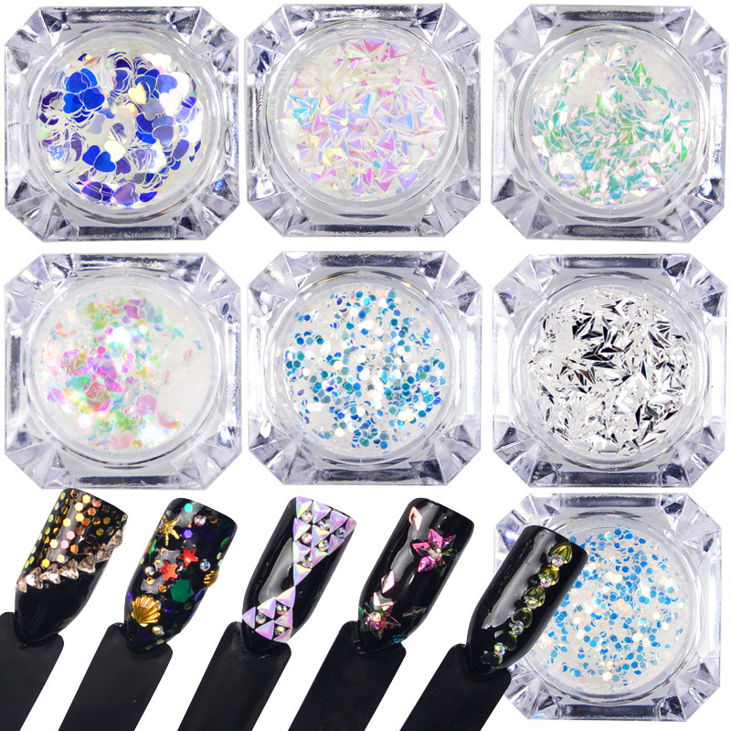 Manicure New Sequin Diamond Bottle 3D Triangular Sequin Dynamic Glitter Light Therapy Nail DIY Accessories