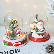 Bright Light SwanLace Christmas Ornament Snowscape Glass Cover Santa Snowman Gift Decoration Shop Window Hem