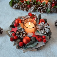 Swanlace Retro Songgugu Candlestick Restaurant Red Fruit Christmas Decorative Candlelight Sandle Cup Home Ornament