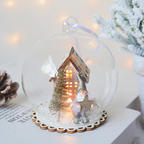 Exit glass hanging ball Luminous bright light house Santa Claus shop window Decorative Pendulum with Christmas tree pendants hanging decorations