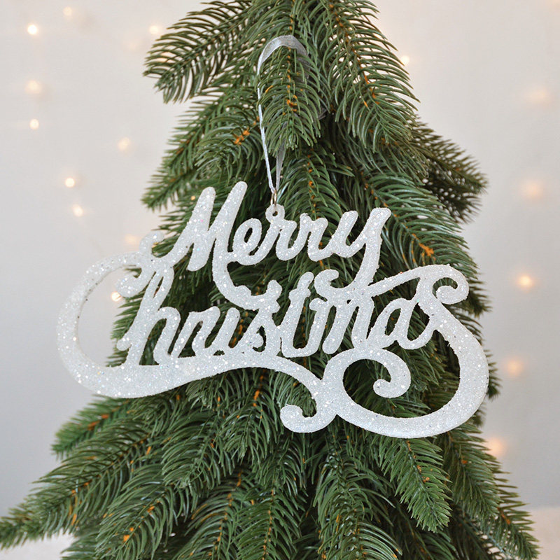 SwanLace sequins pink gold crystal white glitter hollow out English alphabet card Christmas tree listing pendant pendant