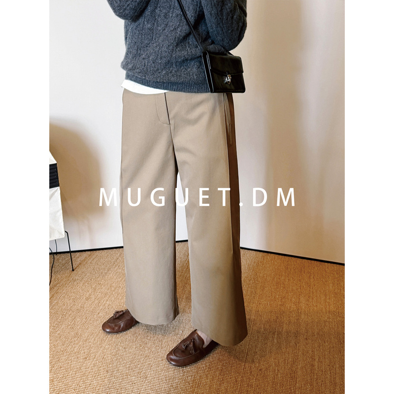 【Tang Youyou】Anti-Wrinkle High-Thread-Count Breathable Cotton Pleated Loose Fit Casual Pants for Women, Autumn and Winter Drapey Wide-Leg Pants 【Tang Youyou】Anti-Wrinkle High-Thread-Count Breathable Cotton Pleated Loose Fit Casual Pants for Women, Autumn and Winter Drapey Wide-Leg Pants