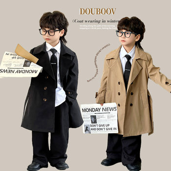 Boys' trench coat 2025 new spring clothing