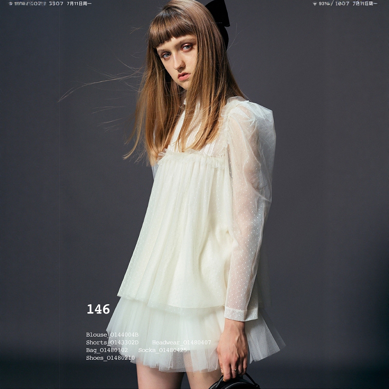 Jorya/Chuoya Lace Ruffle Stand Collar Knit Top 2022 Autumn Genuine Product O144004B Tag Price 3680