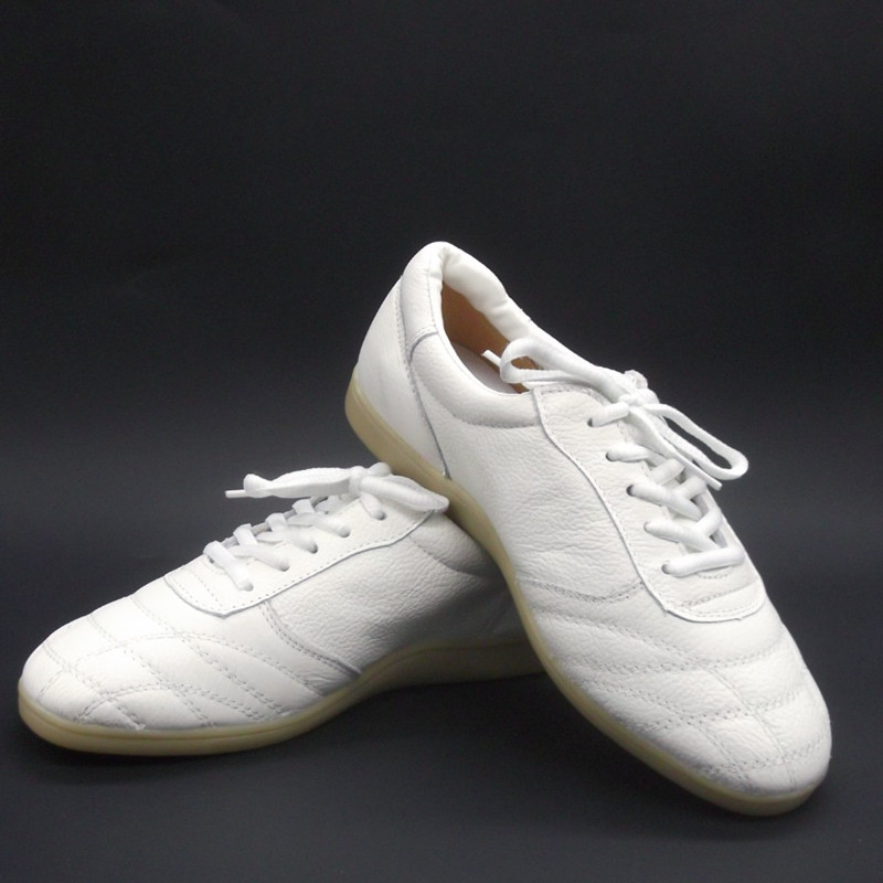 Xingwutang first layer soft leather tai chi shoes beef tendon bottom martial arts training shoes men and women leather kung fu shoes young children