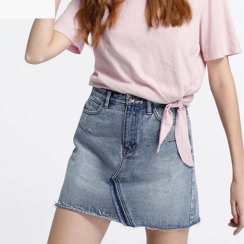 Denim skirt skirt blue black with small size