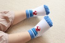 Childrens socks Navy style blue and white cotton short tube socks