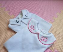 Newborn baby cotton climbing clothes Triangle Shirt short sleeve white embroidered small lapel men and women Baby