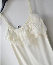 Australian round egg lace ruffled white ribbed cotton sling