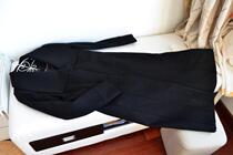 Light luxury Imperial sister air field cut cut long slim wool woolen coat dark blue Black