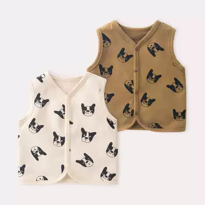 Boy vest spring and autumn 1 year old baby vest children's horse clip outside autumn baby waistcoat autumn and winter children's clothing