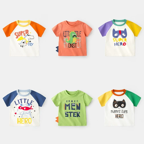 Летняя детская футболка с коротким рукавом для мальчиков, хлопковая летняя одежда, короткий рукав, детская одежда