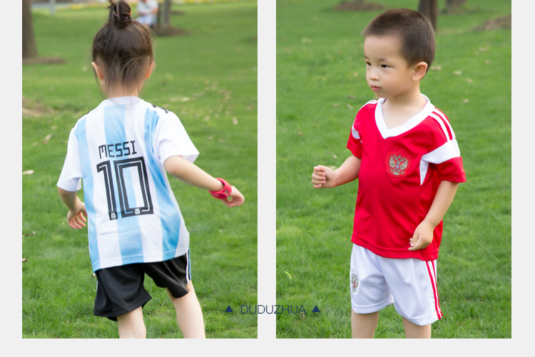 2018 World Cup Argentina Jersey Bóng Đá Trẻ Em Mặc Bé Trẻ Em Mặc Baby Boy Set Boy Mùa Hè Nữ