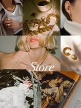  Retro vintage style brass gold plated 18K Recommended natural mother-of-pearl pendant necklace earrings female