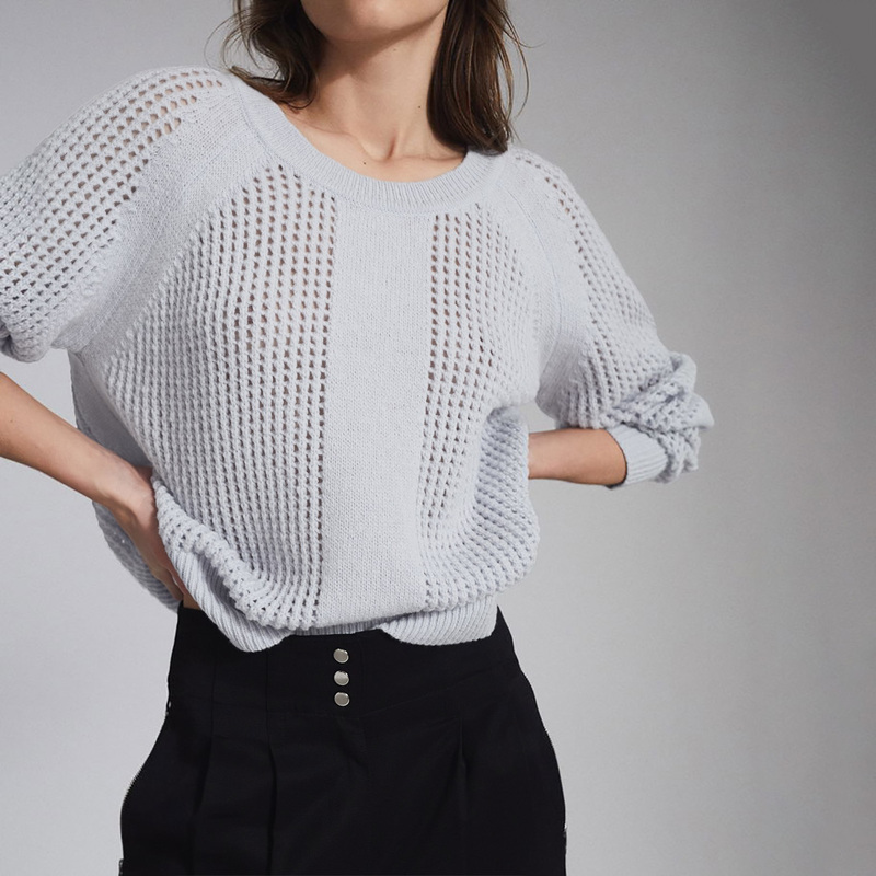 Reiss Uk Original Geometric Cut-Out Wool Knit Loose Top Sweater