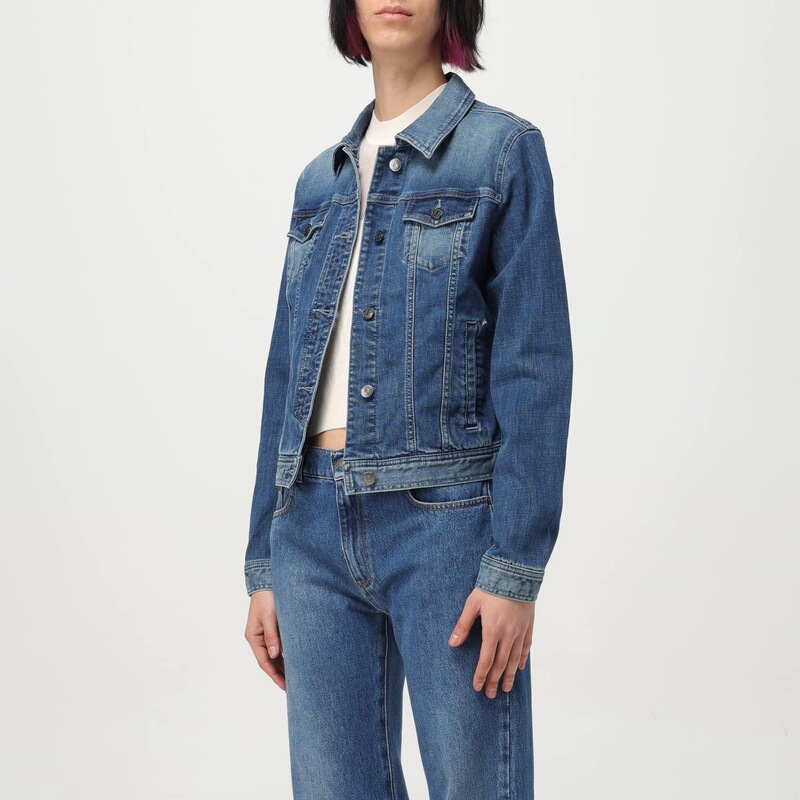 5.1 Full Discount Italian Fashion Classic Blue Light and Shadow Denim Short Jacket