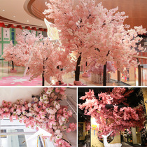 Emulated flower wedding celebration silk flower 3 bikes 4 fork cherry blossom peach blossom tree arch city green decoration fake flower emulation cherry blossom