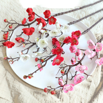 Single branch plum blossom simulation flower plum fake flower decoration Chinese living room home decoration ornaments silk flower plastic flower branches