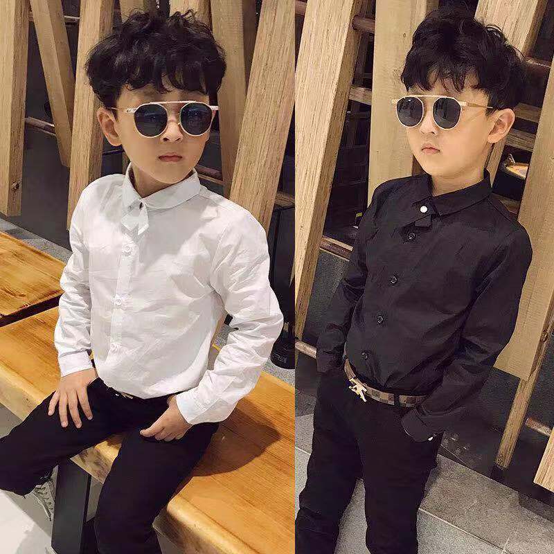 Children boy shirts 2021 new spring and autumn long sleeves pure cotton fashion Han version Trend handsome children's inside lap shirt