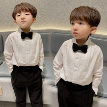 Shirt boys English style 2021 spring and autumn handsome new children foreign baby Korean lapel collar long sleeve white shirt