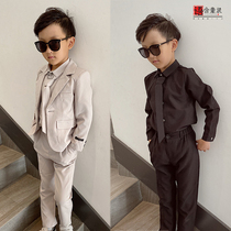 Childrens small suit suit 2019 autumn fashion new Korean tide childrens dress plaid suit pants multi-piece set