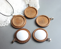 DIY jewelry solid wood pendant tray empty holder hand embroidered brooch sweater pendant keychain base holder 30mm