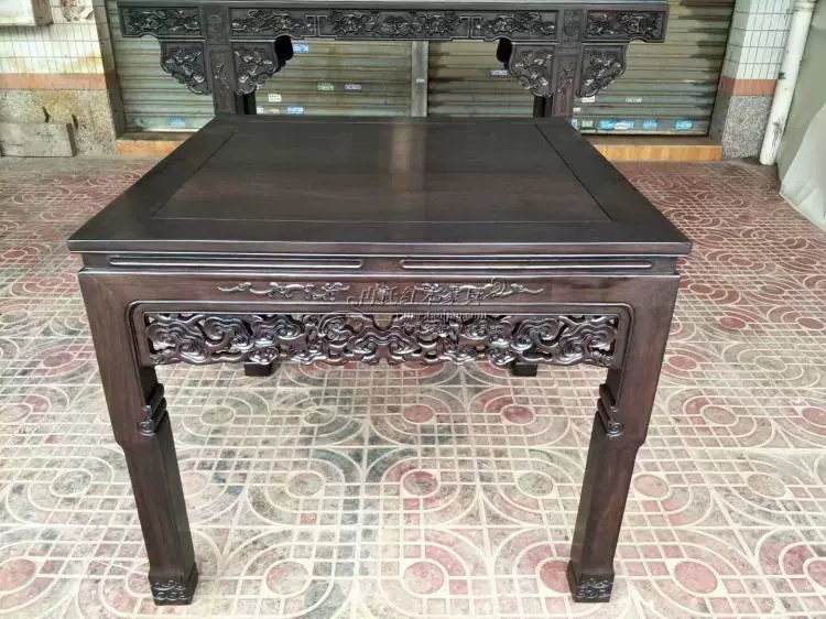 Đồ nội thất gỗ gụ Gỗ đen châu Phi dát đá cẩm thạch Zhongtang sáu mảnh đặt 12 món đồ nội thất cổ điển Shentai - Bàn / Bàn mẫu bàn ghế sofa gỗ đẹp
