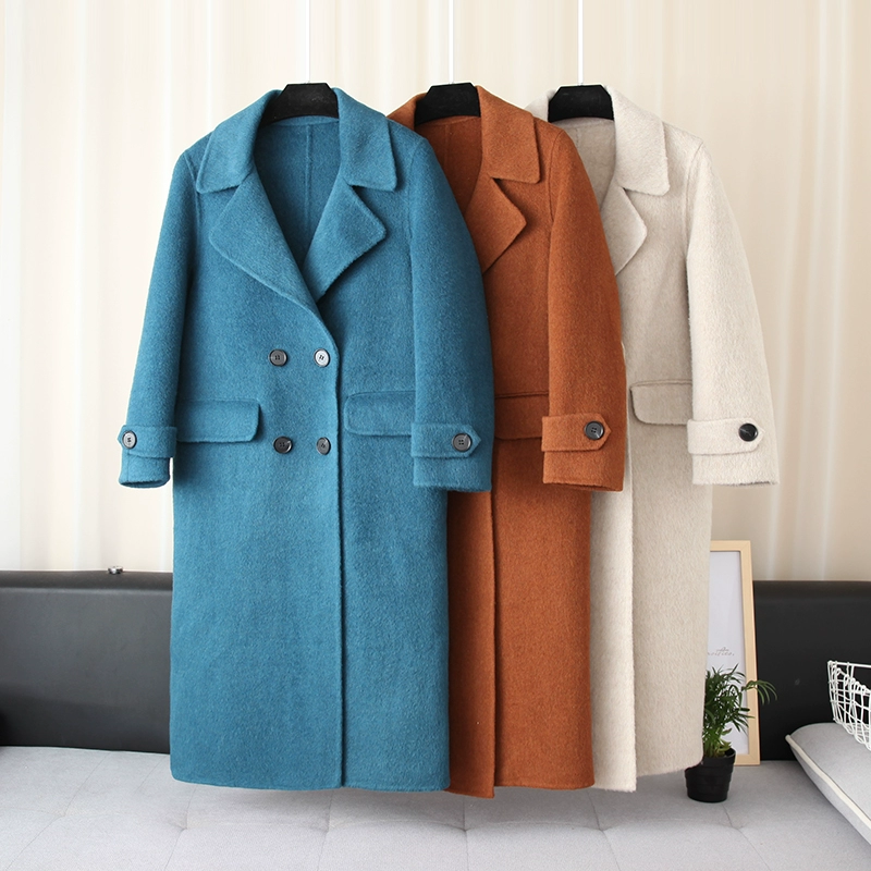 A1806 chống mùa 2018 ánh sáng sang trọng Albaka dài đẹp hai mặt alpaca coat