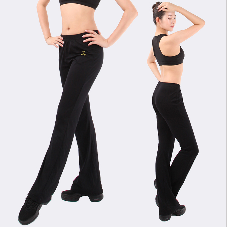 Dan Poetry Goo Adult Dance Long Pants Men And Women's Straight Barrel Square Dance Pants Nylon Student Practice Body Dance Character Pants Black