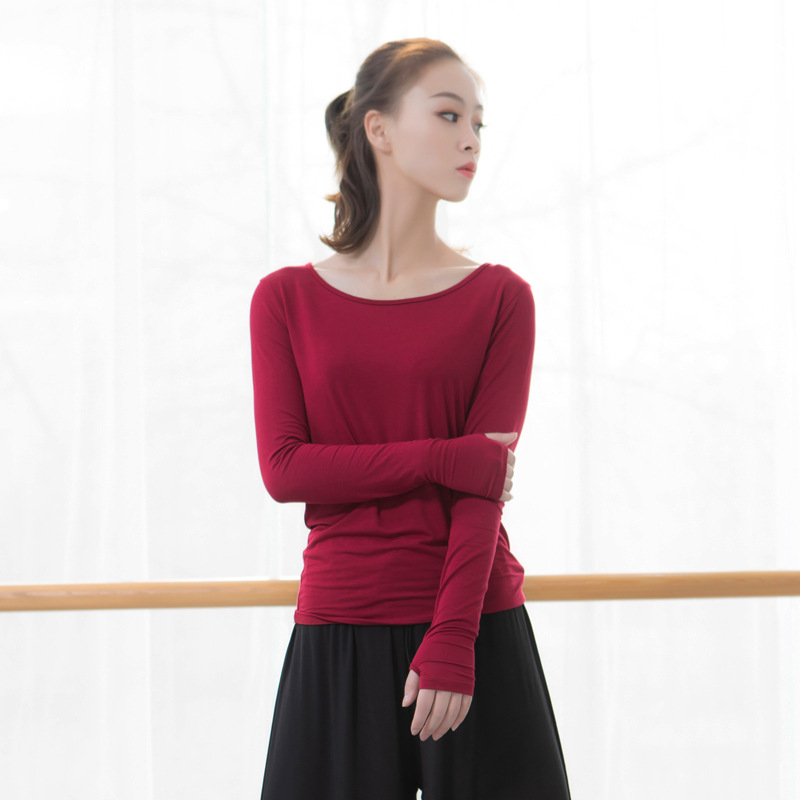 Sleeve Finger Long Sleeve Modern Dance Dress Relaxation Dance Practice for female adult blouses yoga clothes