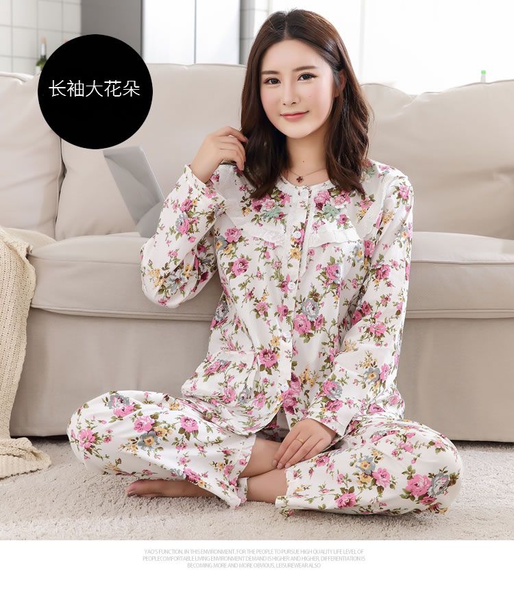 Bộ đồ ngủ bằng vải cotton 100% cotton dài tay cardigan phù hợp với vải cotton dệt tháng tháng thời trang hè 2021