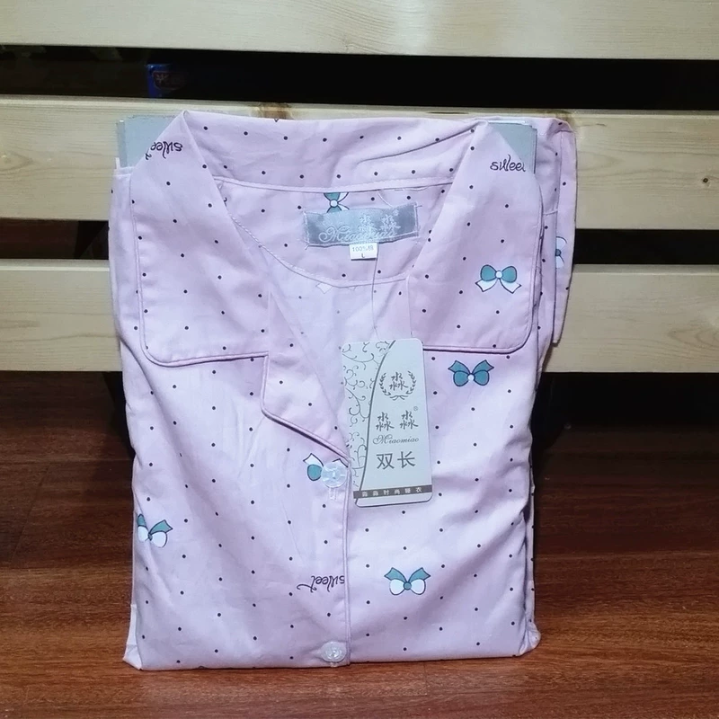 Nữ mùa xuân, mùa hè và mùa thu dài tay 100% cotton cotton đồ ngủ phù hợp với phim hoạt hình tròn cổ bông dịch vụ nhà đồ bộ thể thao nam