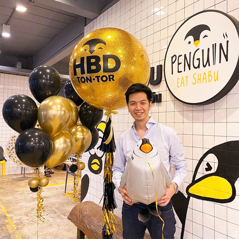 36 inch round custom black gold boy day balloon Meichen opening anniversary festive decoration set boutique DIY