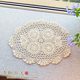 手工钩针花餐垫 纯棉编织怀旧复古田园拍摄道具 椭圆装饰桌垫米白